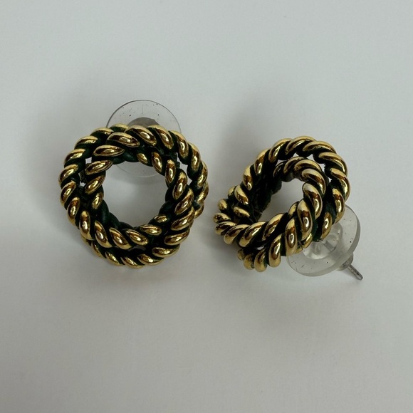 Gold and Black Twisted Rope Earrings - Picture 1 of 5